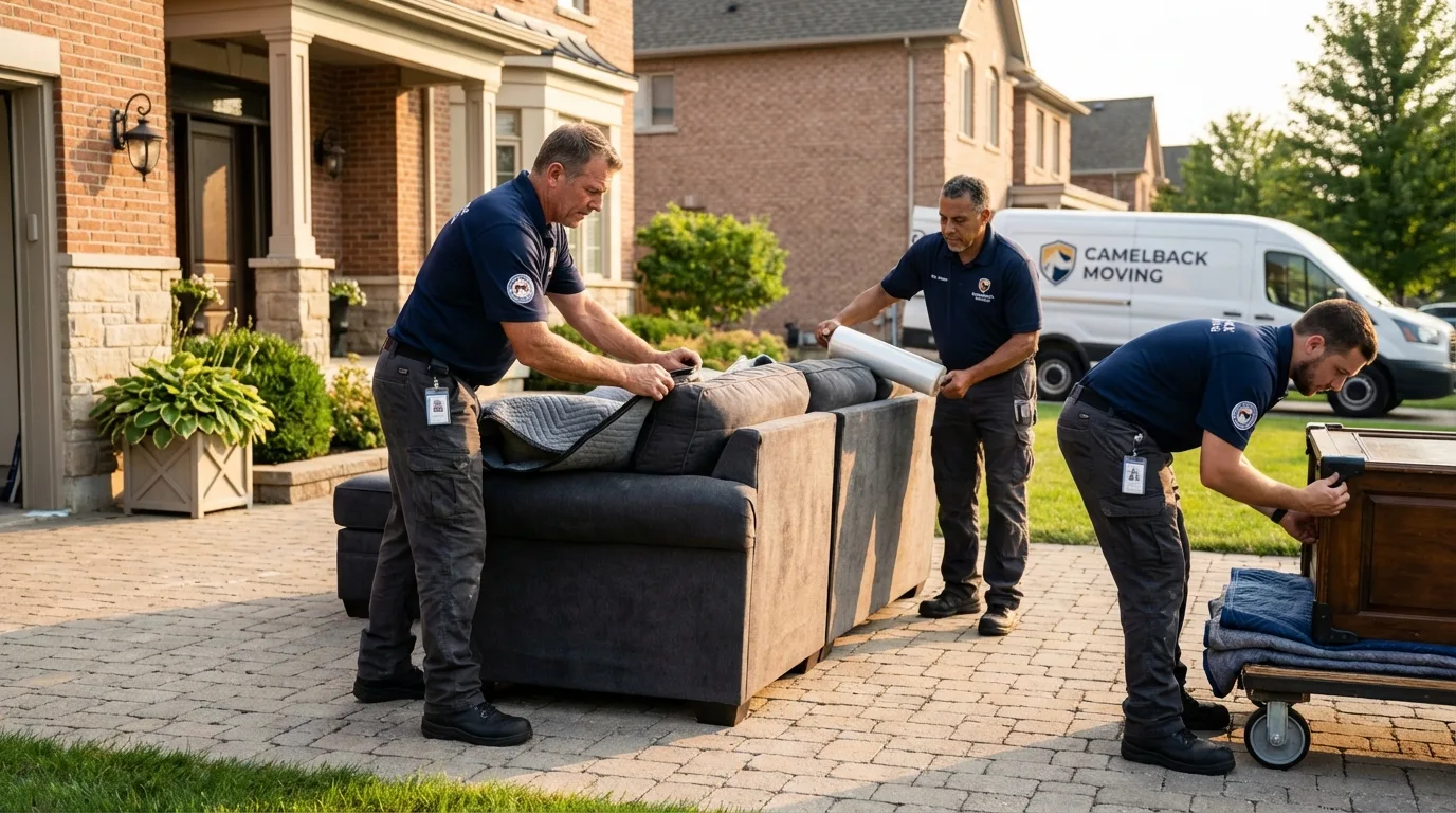 Large estate moving crew wrapping furniture in Fishkill, NY